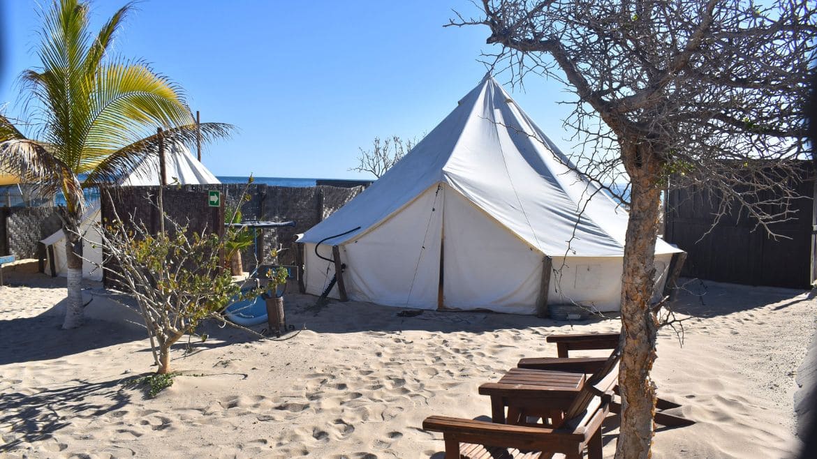 La Ventana: Außenansicht Zelt im Surf Camp La Ventana: Außenansicht Zelt im Surf Camp