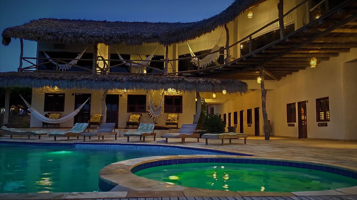 Ilha do Guajiru: Das Kitehaus am Abend