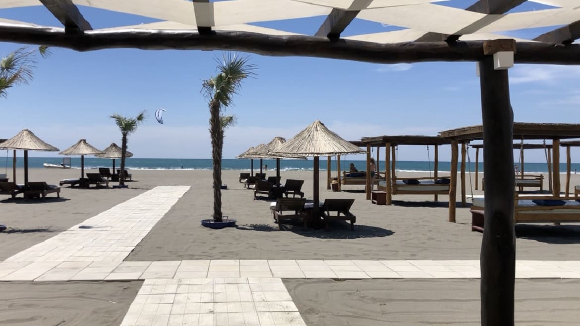 Ulcinj: Blick von der Kite- und Wingsurf Station