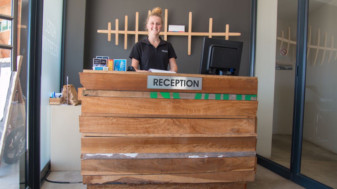 Langebaan: Rezeption des Kitehotels Langebaan: Rezeption des Kitehotels